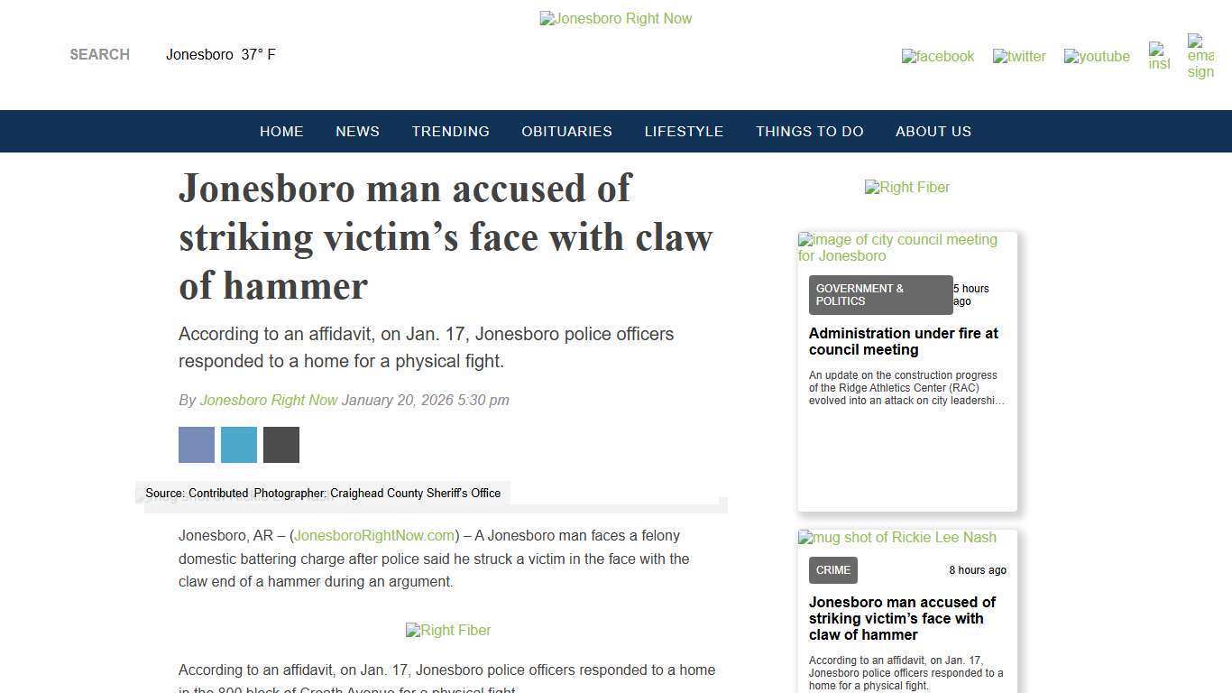 Jonesboro man accused of striking victim’s face with claw of hammer - Jonesboro Right Now