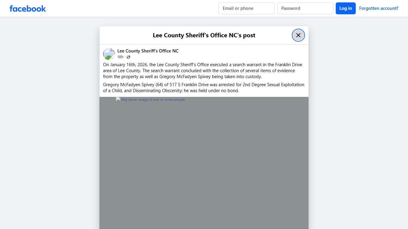 On January 16th, 2026,... - Lee County Sheriff's Office NC | Facebook